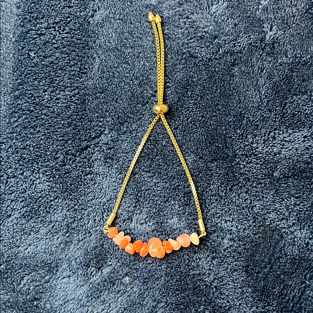 Gold and Orange Beaded Bracelet